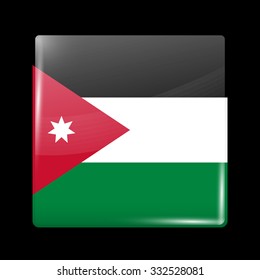 Flag of Jordan. Glassy Icon Square Shape. This is File from the Collection Flags of Asia