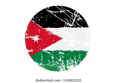Flag of Jordan Grunge Style. Hand Painted with Brush. Vector Illustration.