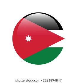 The flag of Jordan. Flag icon. Standard color. The round flag. 3d illustration. Computer illustration. Digital illustration. Vector illustration.