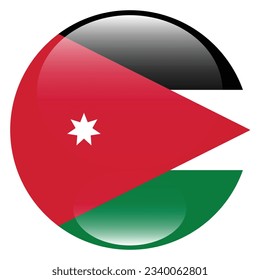 The flag of Jordan. Flag icon. Standard color. Circle icon flag. 3d illustration. Computer illustration. Digital illustration. Vector illustration.
