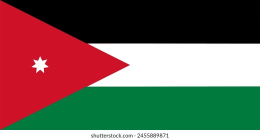 The flag of Jordan. Flag icon. Standard color. Vector illustration