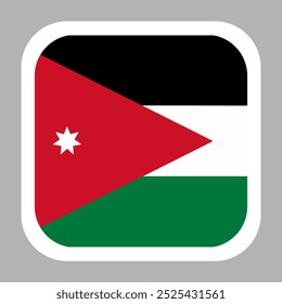 The flag of Jordan. Flag icon. Standard color. flat vector square with rounded corners. Computer illustration. Digital illustration. Vector illustration
