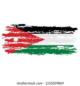 Flag of Jordan the illustration vector on a white background, brush stroke Design Elements