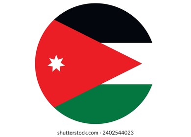 Flag of Jordan. National symbol in official colors. Template icon. Abstract vector background. Round glass light ball, 3D big bubble, sphere.