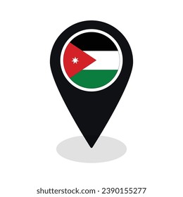 Flag of Jordan flag on map pinpoint icon isolated black color