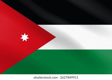 Bandeira da Jordânia com textura de papel e luz. Ilustração vetorial 