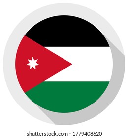 Flag of Jordan, round shape icon on white background, vector illustration