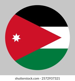 Flag of Jordan round shape, national symbol