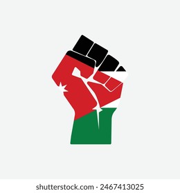 Flag of Jordan in the shape of raised hand sign isolated on background. Fist symbol modern, simple, vector, icon for website design, mobile app, ui. Vector Illustration