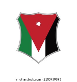 Flag of Jordan with silver shield frame
