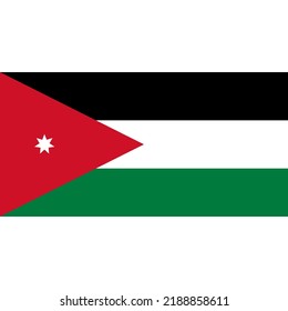 Flag Of Jordan This Flag Consists Of Three Stripes (black, White And Green) Connected By A Red Triangle On The Left. The Transverse Color Symbolizes The Abbasid, Umayyad And Fatimid Caliphate.