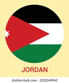 Flag Of Jordan, Jordan flag vector illustration, Jordan flag in a circle.