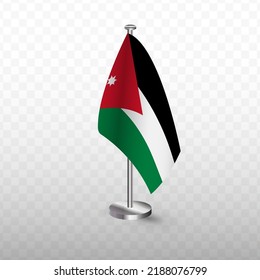 Bandera de Jordania. Ilustración vectorial de una bandera con mástil en un fondo transparente (PNG).