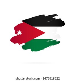 Flag of Jordan. Vector illustration on a white background. Brush strokes are drawn by hand.