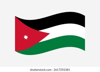Flag of Jordan. Jordan wavy flag digital vector illustration. Fluttering flag.