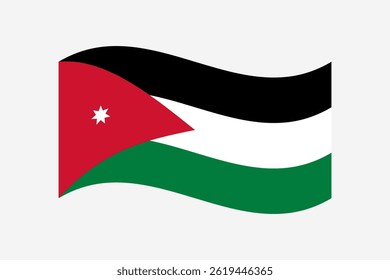 Flag of Jordan. Jordan wavy flag digital vector illustration. Fluttering flag.
