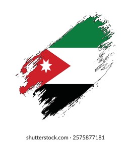 Flag of Jordon Grunge Brush Stroke Style Vector