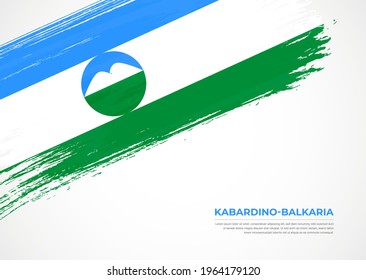 Flag of Kabardino-Balkaria with creative painted brush stroke texture background