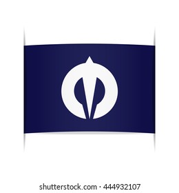 Flag of Kamishihi (Fukui Prefecture, Japan). Vector illustration of a stylized flag. The slit in the paper with shadows. Element for infographics.