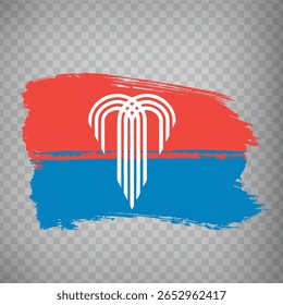 Flag of Kansas City is city  of USA from brush strokes. State of  Missouri.  Flag Kansas City of on transparent background for your web site design, app, UI. United States. EPS10.