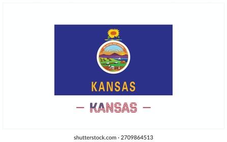 Flag of KANSAS on a white background, Editable Vector illustration of KANSAS flag, National Day design, Flag of KANSAS flat design, State of USA