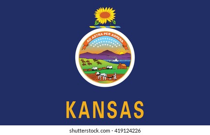 Flag of Kansas state of the United States. Vector illustration.