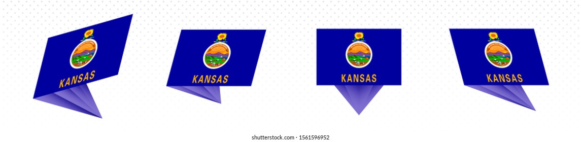 Flag of Kansas US State in modern abstract design, vector flag set.