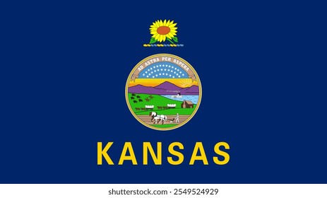 Flagge von Kansas, USA, 16:9 Format, Kansas Flagge, Vektorbilder