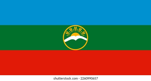 Flag of Karachay-Cherkess Republic (Russian Federation, Russia) Karachay Cherkessia tricolour