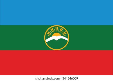 Flag of Karachay-Cherkessia republics / krays / provinces / federal cities / autonomous oblast / autonomous okrugs of Russia. Vector illustration. 