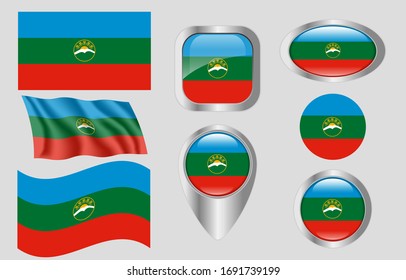 The Flag of Karachay-Cherkessia, Russia