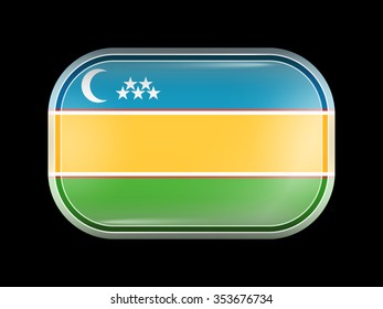 Flag of Karakalpakstan. Rectangular Shape with Rounded Corners. This Flag is One of a Series of Glass Buttons
