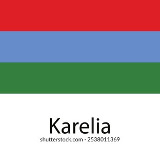 La bandera de Carelia, una región tanto en Finlandia como en Rusia, presenta tres franjas Horizontales: roja, azul y verde.