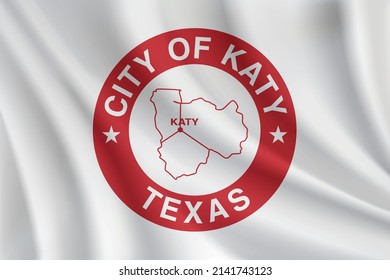 Flagge von Katy, Texas, USA. Realistische Wellenfahne auf Katy-Vektorhintergrund.