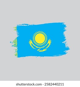 Flag of the kazakhstan in brush shape frame