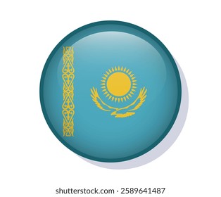 Flag Kazakhstan circle round frame vector design