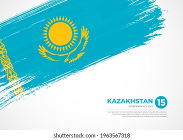 Flagge Kasachstans mit kreativem gestrichenem Pinselstrich