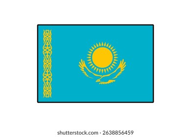 The flag of Kazakhstan features a golden sun and a soaring eagle on a blue background, symbolizing freedom and peace. The vibrant colors represent the nation's rich culture and natural beauty.
