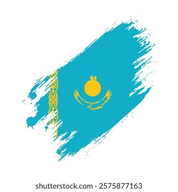 Flag of Kazakhstan Grunge Brush Stroke Style Vector