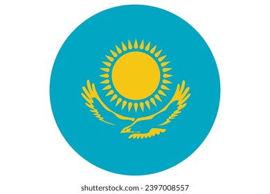 Flag of Kazakhstan. Kazakh national symbol in official colors. Template icon. Abstract vector background. Round glass light ball, 3D big bubble, sphere.