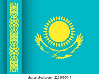 Bandera de Kazajistán. Fondo vectorial de corte de papel. Mejor para aplicaciones móviles, interfaz de usuario y diseño web. Ilustración vectorial editable EPS 10.