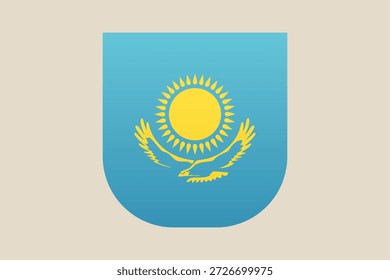 Bandera de Kazajistán representada como un ícono del escudo de Vector, un emblema nacional para el gobierno patriótico y los conceptos de viaje..