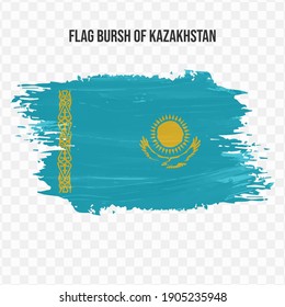 Flag Of Kazakhstan in texture brush  with transparent background, vector illustration in eps file