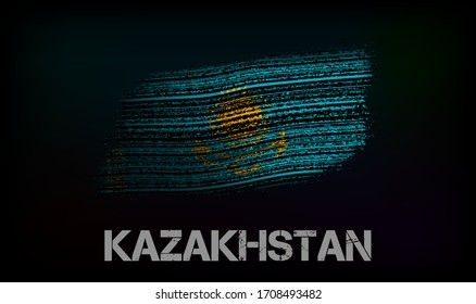 Flag of the Kazakhstan. Vector illustration in grunge style with cracks and abrasions. Good image for print