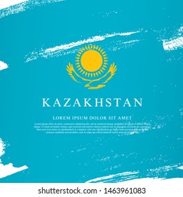 Flag of Kazakhstan. Vector illustration on white background. Brush strokes drawn by hand. Independence Day.