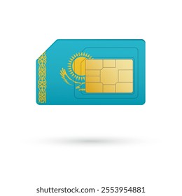 Flag of Kazakhstan. Vector illustration of SIM Card with flag on white background