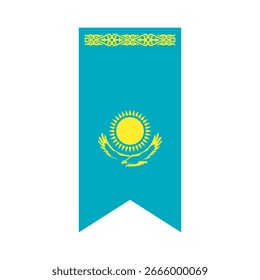 Flag of Kazakhstan. Kazakhstan vertical flag icon digital vector illustration. The hanging flag.