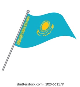 Flag of Kazakhstan , Kazakhstan flag waving isolated vector illustration.