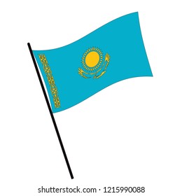 Flag of Kazakhstan , Kazakhstan flag waving isolated vector illustration