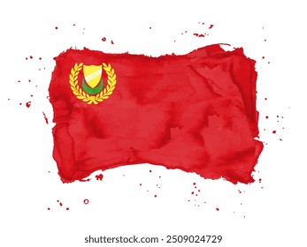 Sinalizador de Kedah, plano de fundo do traçado do pincel.  Estado de bandeira Kedah da Malásia sobre fundo branco. Aquarela estilo para o seu design, app, UI. EPS10